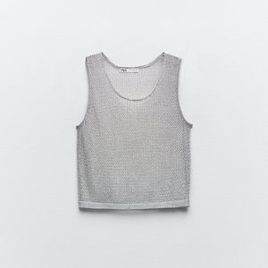Zara Silver Metallic Knit Top